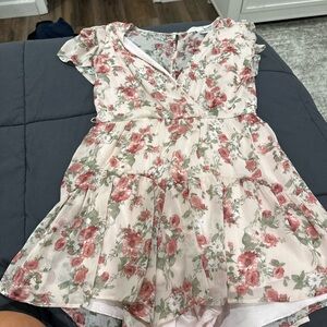 Altar'd State Floral Blush and Olive Dress